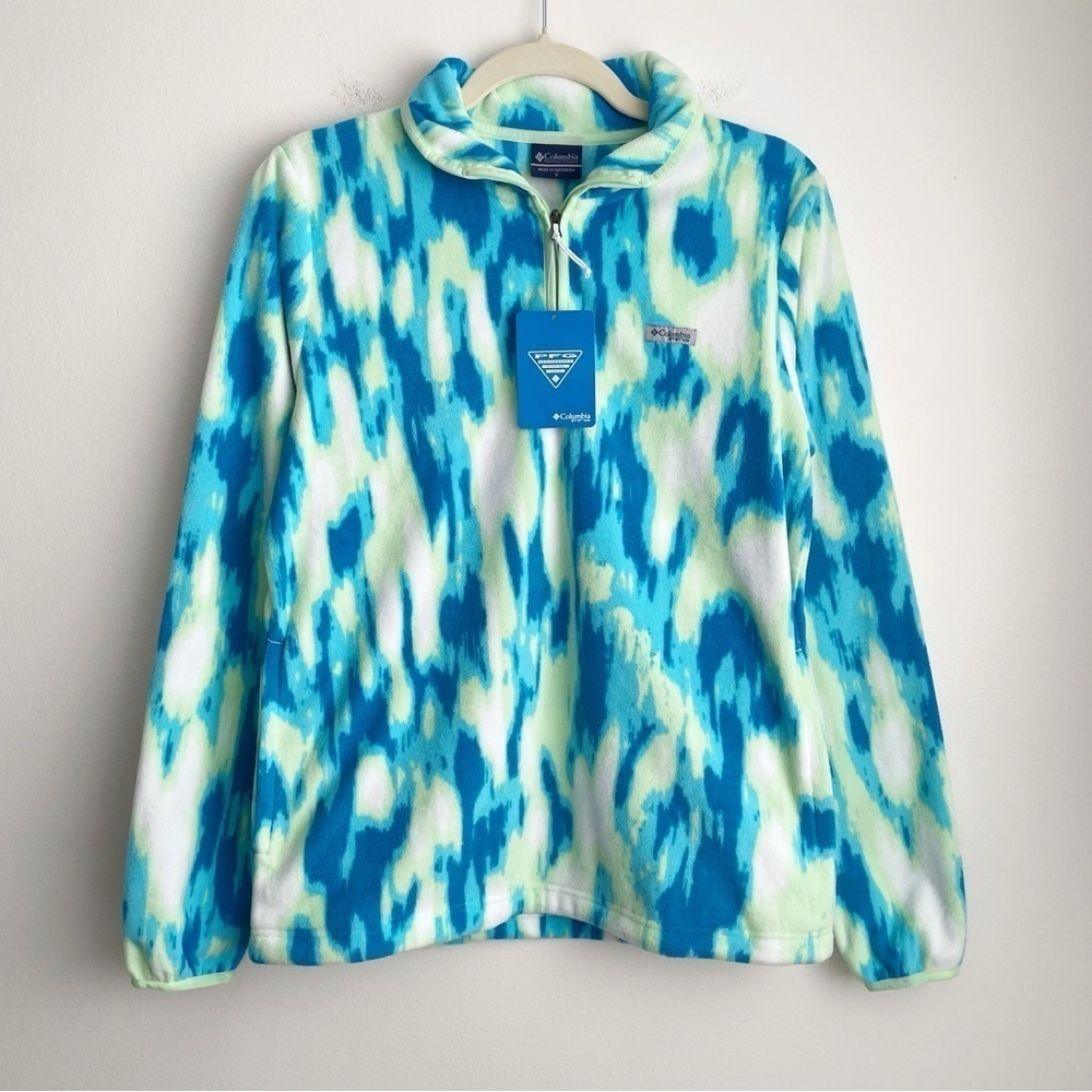 NWT NEW Columbia PFG Super Tidal Fleece 1/4 zip sweater Pullover size Small blue